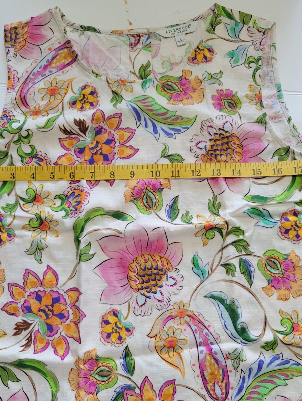 Liverpool Los Angeles Floral Sleeveless Top Size Small Viscose Blend Fabric - Picture 8 of 9